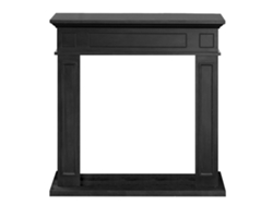 Marco de chimenea de madera negra Jefferson de 89,5 x 90,5 x 28 cm, revestimiento decorativo de pared.