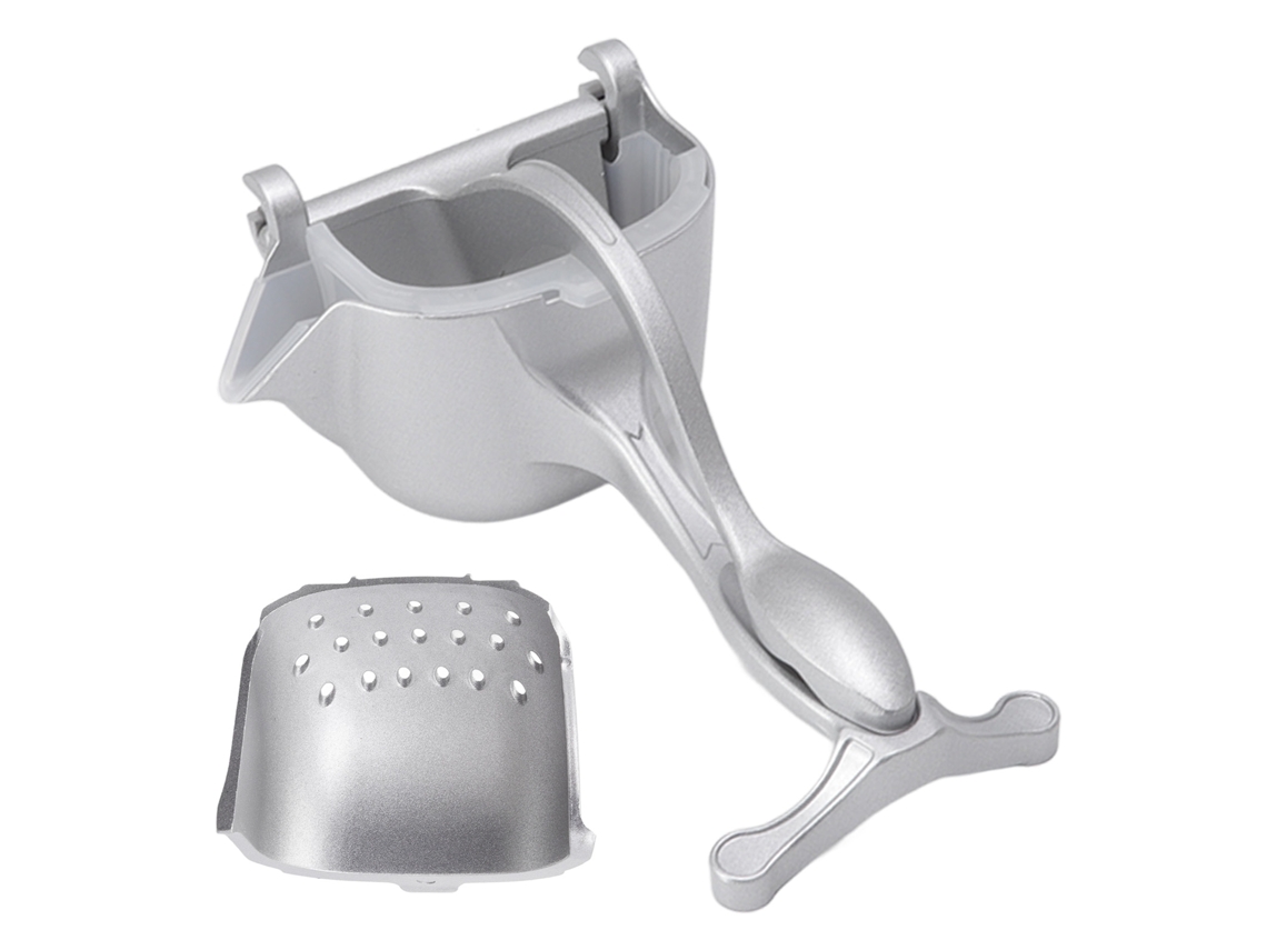 Exprimidor Manual Portátil De Aleación De Aluminio Para Naranjas Y Limones Con 2 Embudos Plateados.