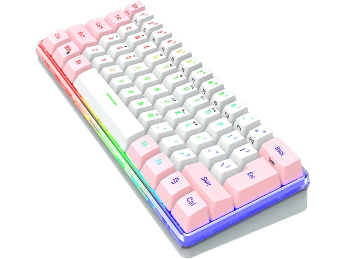 Teclado Gaming Rgb Compacto Y Delgado De 61 Teclas Para Ordenadores Portátiles, Diseño Moderno.