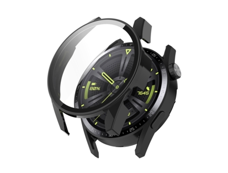 Para Huawe Watch GT 3 46 mm Estuche a prueba de golpes con película de vidrio templado (negro)