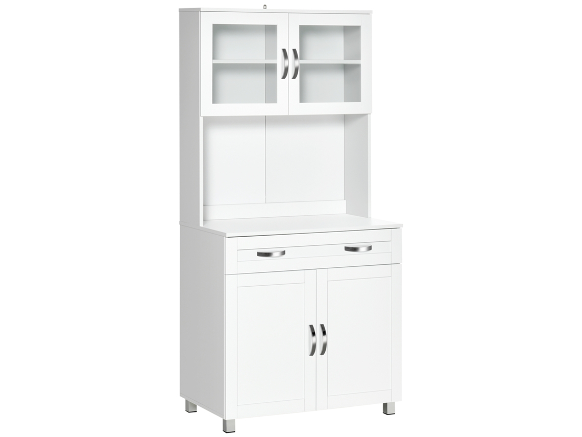 Aparador Auxiliar de Cozinha com Prateleiras Internas Ajustáveis e Gaveta, 80x48x170 Cm, Branco ZENCORE SERVICES