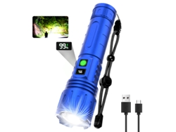 Linterna Led Portátil Recargable Con Láser Blanco Ultrabrillante, Zoom Ajustable E Indicador De Batería, Ideal Para Actividades Al Aire Libr