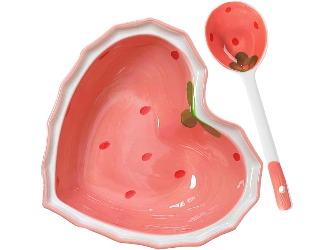Juego de tazón y cuchara de fresa, 2 piezas, polipropileno de grado alimenticio Chaberlu