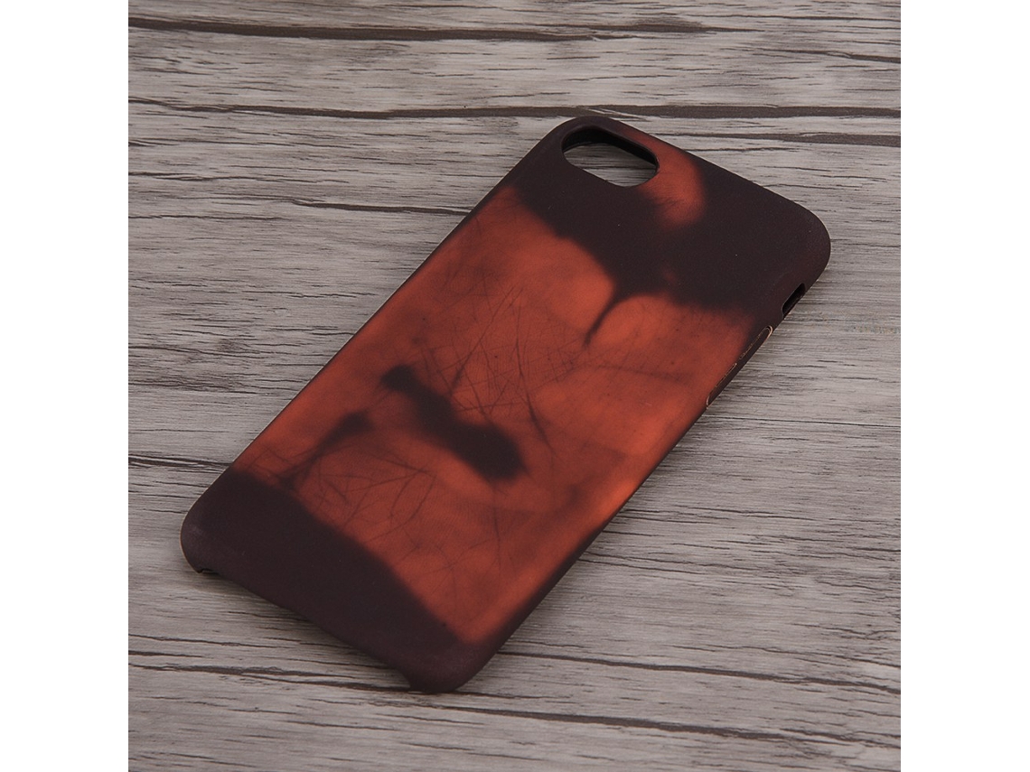Cubierta De Funda De Teléfono Sensor Térmico De Pu Suave Termocrómico Para Iphone 7 Negro