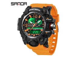 Reloj Digital De Moda (negro Y Naranja para Hombre) Con Acabado Luminoso, Resistente Al Agua Y A Los Golpes, Con Alarma.