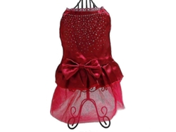 Vestido de tutú de seda con lazo para perros y gatos con lentejuelas