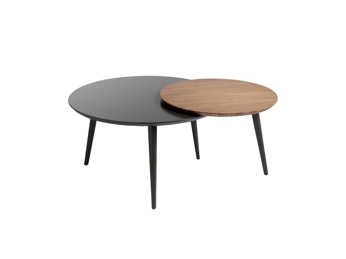 Mesa De Centro Madera Luzon MOMMA HOME (Roble - Melamina -Ø80/Ø59,5x41/43,5 cm)
