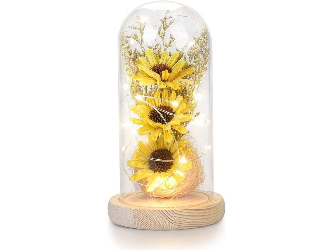 Girasol De Regalo Para Madre/abuela, Girasol Artificial En Cúpula De Cristal Con Luz Led Para Cumpleaños De Mujeres.