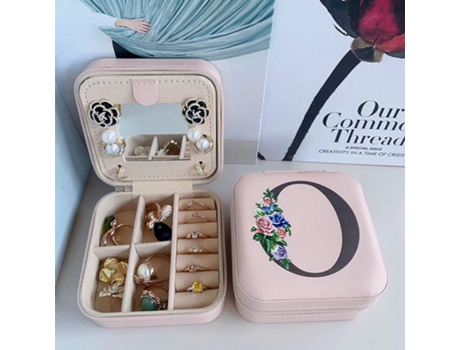 Caja de almacenamiento de joyas con espejo, joyero de madera de doble capa, caja de almacenamiento de pendientes HHZ