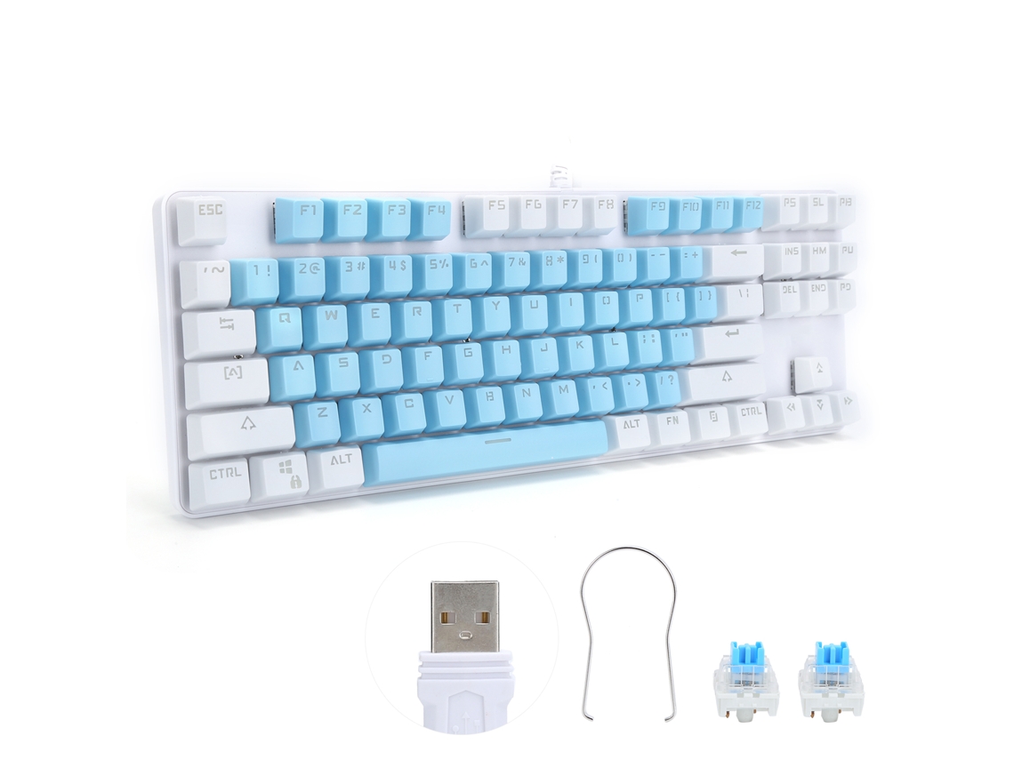Teclado mecánico para juegos con 87 teclas y retroiluminación mixta.