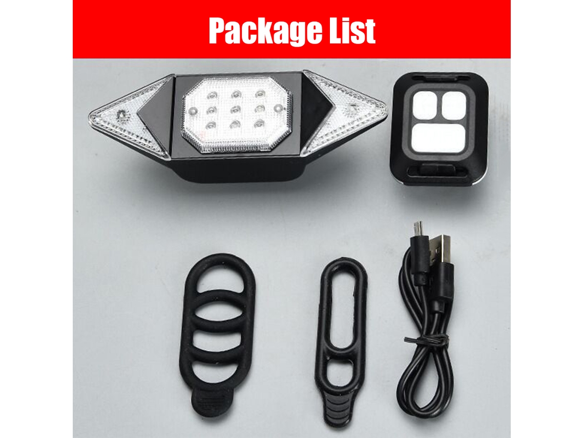 Luz trasera de bicicleta con control remoto, recargable, resistente al agua