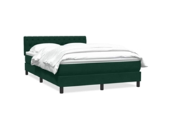 Maison Exclusive - Cama Box Spring Con Colchón Terciopelo Verde Oscuro 160x220 Cm