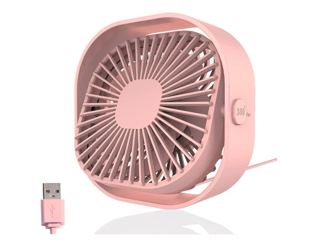 Ventilador de mesa USB Mini Ventilador portátil Ultra silencioso 4 pulgadas Viento ascendente y descendente de 360 grados Tres velocidades Rosa USHION