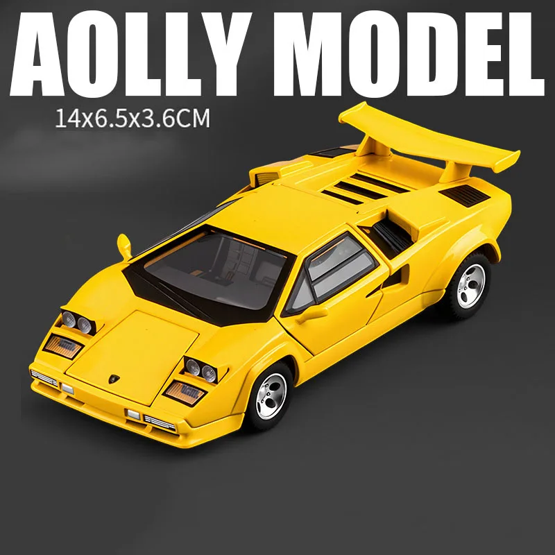 (lp500s Amarillo) Escala 1:32 - Coche en miniatura con funciones de sonido y luz, puertas que se abren.