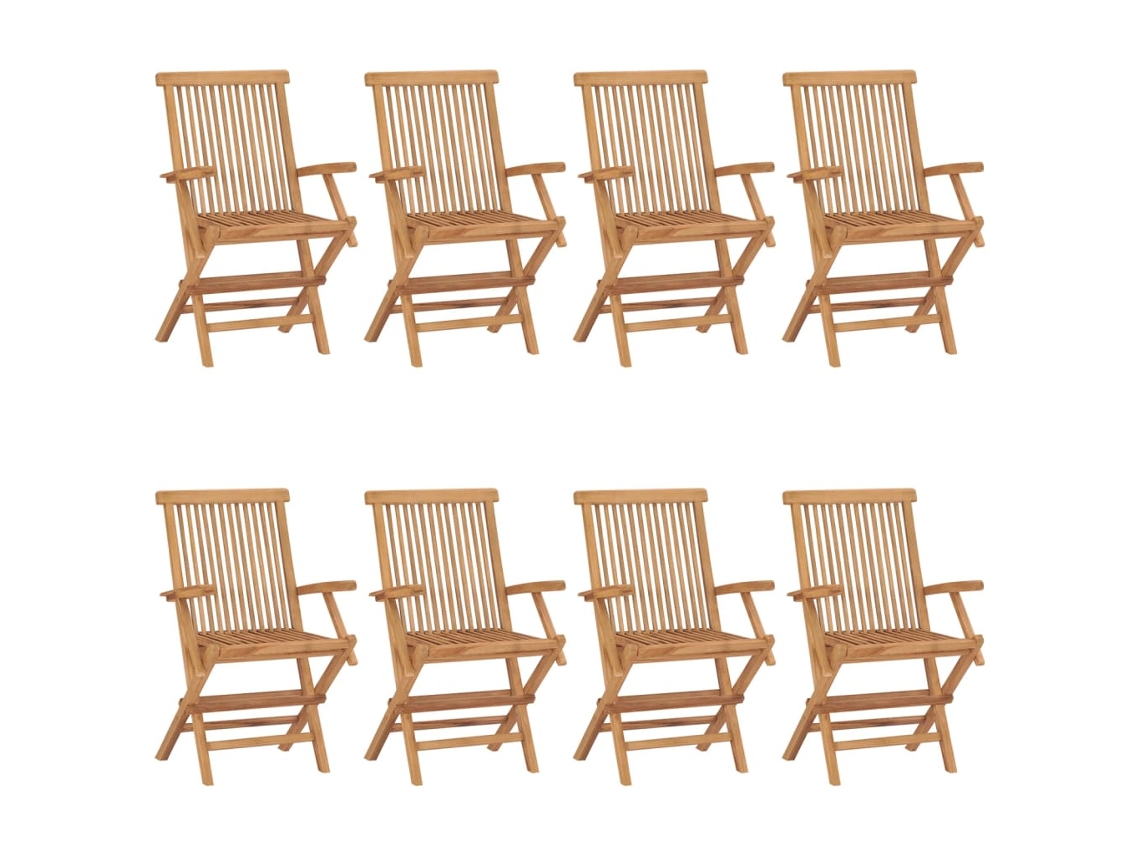Conjunto de sillas de jardín de 8 piezas DKD Home Decor en madera maciza de teca