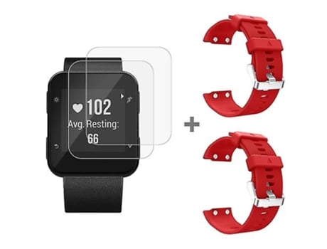 Correa para Garmin Forerunner 35 2 piezas de silicona para reloj deportivo con 2 piezas de película de vidrio templado rojo VENISYMLIS