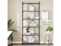 Librería 6 Estantes Madera Ingeniería Gris Sonoma 76x32x192 Cm