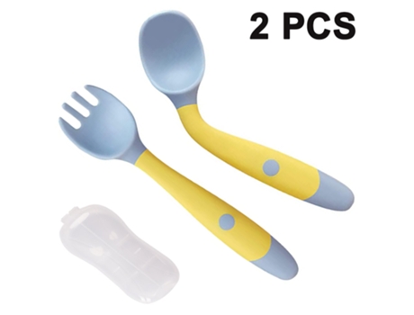 Utensilios para bebés, cucharas y tenedores, juego de vajilla con cuchara y tenedor para entrenamiento de alimentación para niños pequeños, color a...