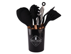 Conjunto de Utensílios de Cozinha Conjunto de Espátula de Utensílios de Cozinha de Silicone Conjunto de Utensílios de Cozinha de Silicone Preto GERTIZ 