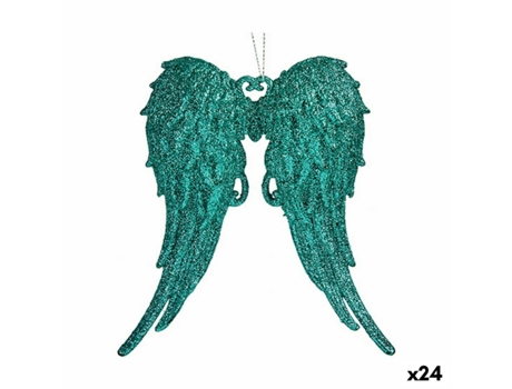 Conjunto de Adornos de Navidad KRIST Adorno Navideño Alas Ángel Plástico Verde - 24un (2.5x13X14.5cm)