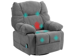 Sillón reclinable de masaje con giro, control remoto y bolsillos - Gris oscuro