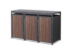 Cobertizo Ml-design Para 3 Cubos De Basura 240l Acero Antracita-roble Oscuro Tapa Abatible