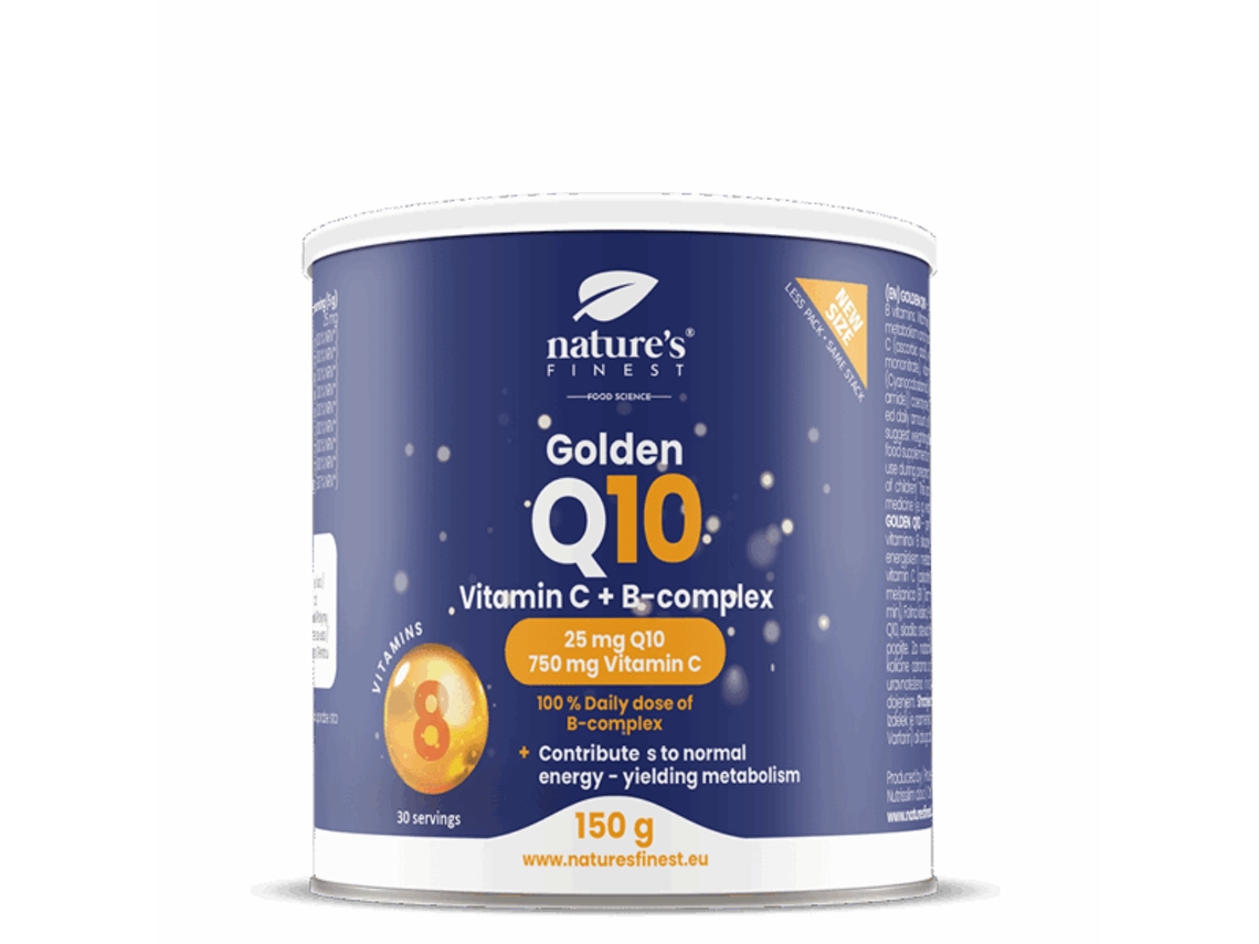 Golden Q10 - Coenzima Q10, Vitamina C, Ácido Fólico y Vitaminas del Complejo B - 150 g