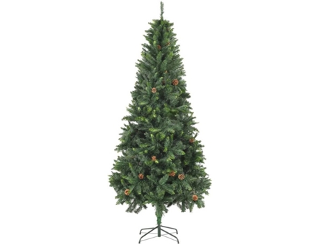 vidaXL Árbol de Navidad artificial con piñas verde 210 cm