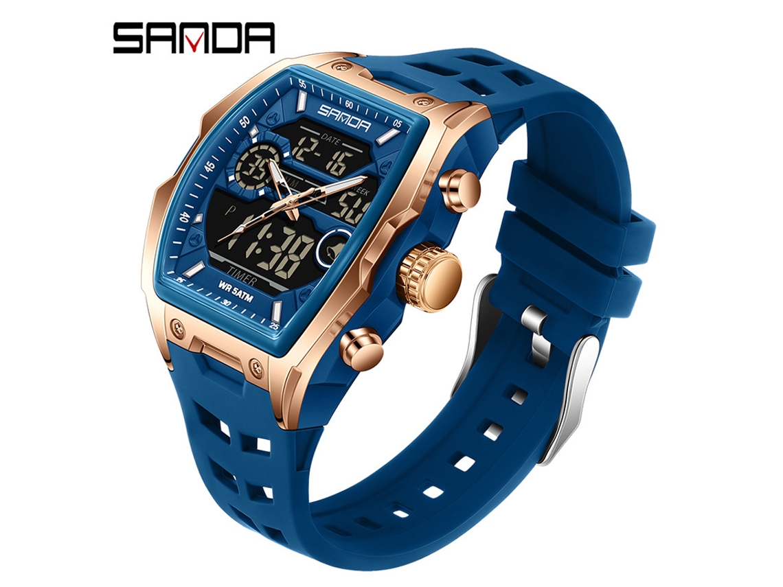 Reloj Despertador Luminoso E Impermeable De Moda (oro Rosa Y Azul)