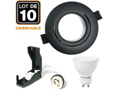 10 Focos Empotrables Orientables Negro Mate Con Gu10 Led 7W Eqv. 56W Blanco Neutro 4000K EUROPALAMP