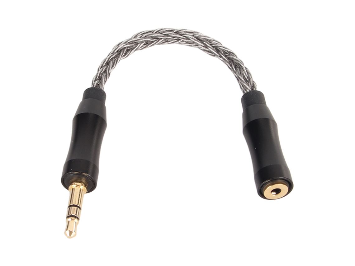 Cable Adaptador De 2,5 Mm Hembra A 3,5 Mm Macho, Cobre Monocristalino, Chapado En Oro, 14 Cm, Gris.
