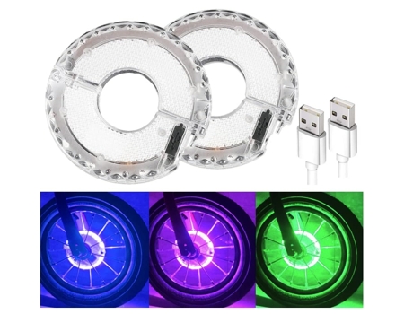 Luces para bicicleta, luces LED impermeables para radios de ciclismo, luz decorativa para bicicleta de 7 colores para niños y adultos, conducción n...