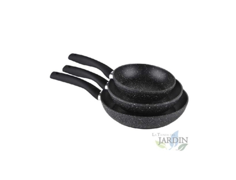 Pack 3 Sartenes De Aluminio Forjado 18 22 Y 26 Cm ORBEGOZO Recubrimiento En Piedra Antiadherente.