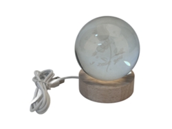 Rebe-adorno De Bola De Cristal 3d Luminoso Con Base De Madera Sólida, Lámpara Nocturna Con Grabado Interior