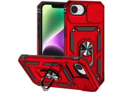 Funda magnética AEUZWR compatible con iPhone 16e con protector de cámara y soporte integrado en rojo