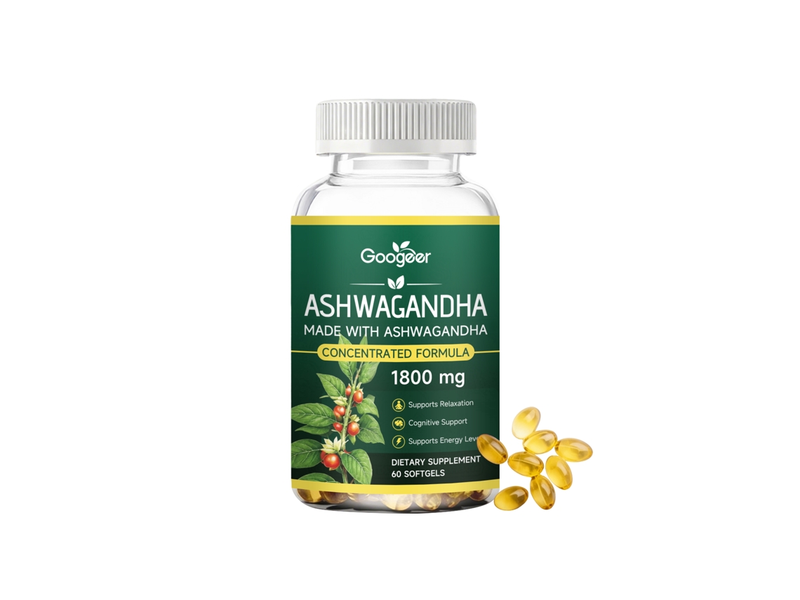 Cápsulas de Ashwagandha para el alivio del estrés y la reducción de la ansiedad.