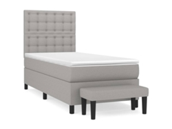 Maison Exclusive - Cama Box Spring Con Colchón Tela Gris Claro 90x200 Cm