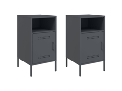 Maison Exclusive - Mesitas De Noche 2 Unidades Acero Gris Antracita 36x39x68 Cm