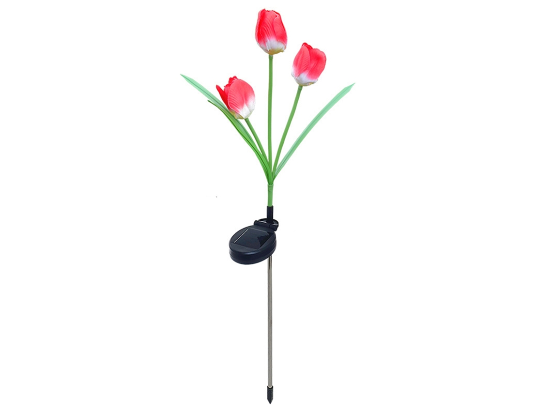 Yncm2026-luz De Jardin Solar Tulipe 3 Ramas Impermeable Led Para Exterior Patio Jardin Decoracion Roja