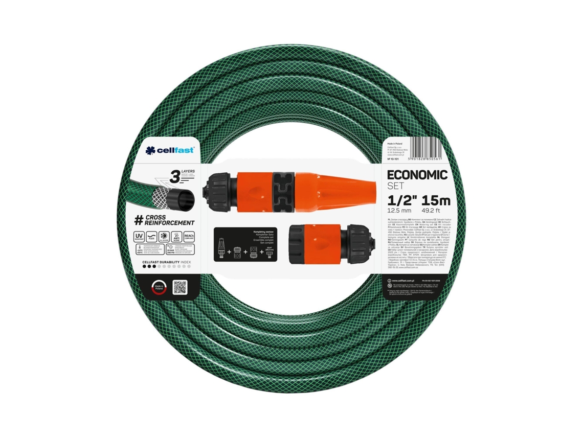 Set de riego ECONOMIC de diámetro 12,5mm con una longitud de 15 metros