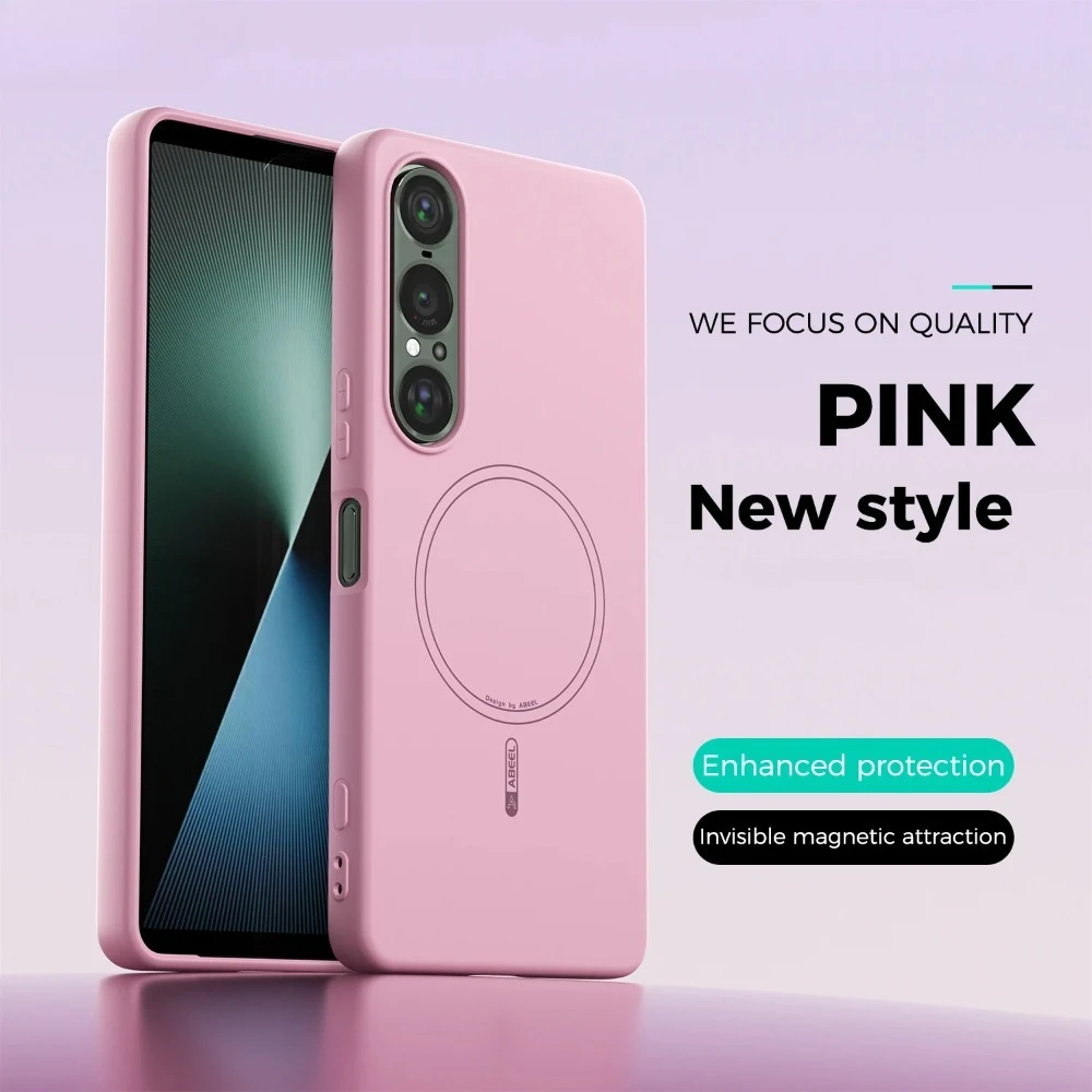 (rosa, Sony Xperia 1vi) Elegante Y Suave Funda Protectora De Silicona Líquida Con Cierre Magnético, Compatibilidad Con Magsafe Y Protección Contra Caídas.