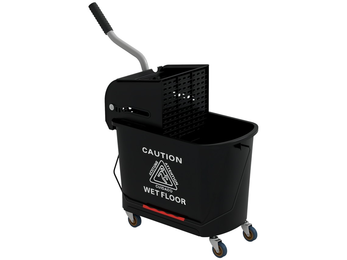 Cubo Fregona 20l Con Escurridor Y Ruedas, Negro