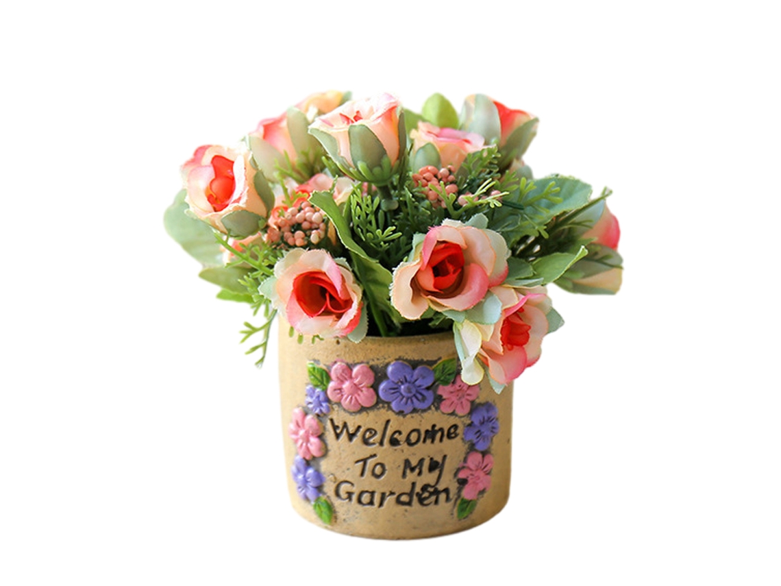 Flor de granate falsa, decoración de flores de paisaje, planta en maceta de seda TRUYUETY