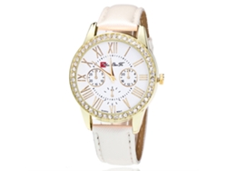 Reloj De Pulsera Analógico De Cuarzo Para Mujer Zhoulianfa Con Esfera Redonda Y Diamantes De Imitación Blancos.