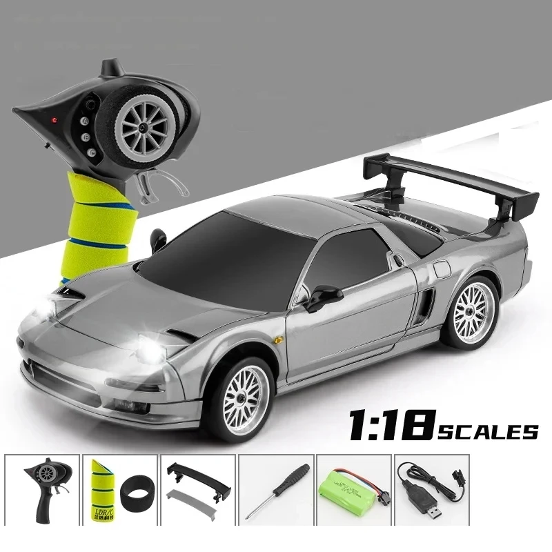 (gris) Coche De Deriva Con Giroscopio De 2,4 G Y Luces Led, Modelo A Escala Real.