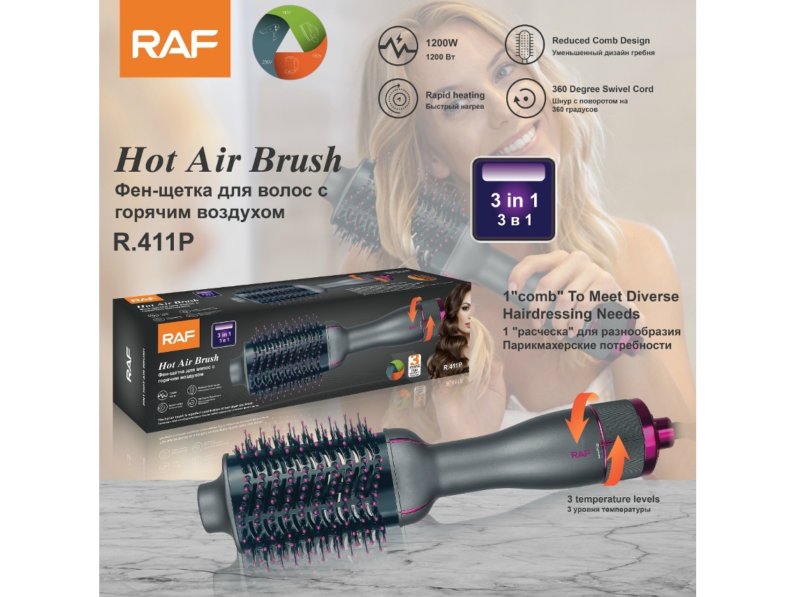 Secador de pelo eléctrico rizador automático 3 en 1 Euro Rules, rizador y alisador, doble uso, MDUG (morado)