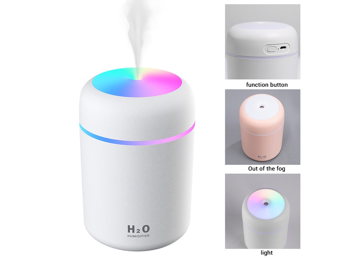 Mini Humidificador Usb De 300 Ml Con Luz Nocturna Para El Hogar, La Oficina Y El Escritorio, Doble Voltaje.