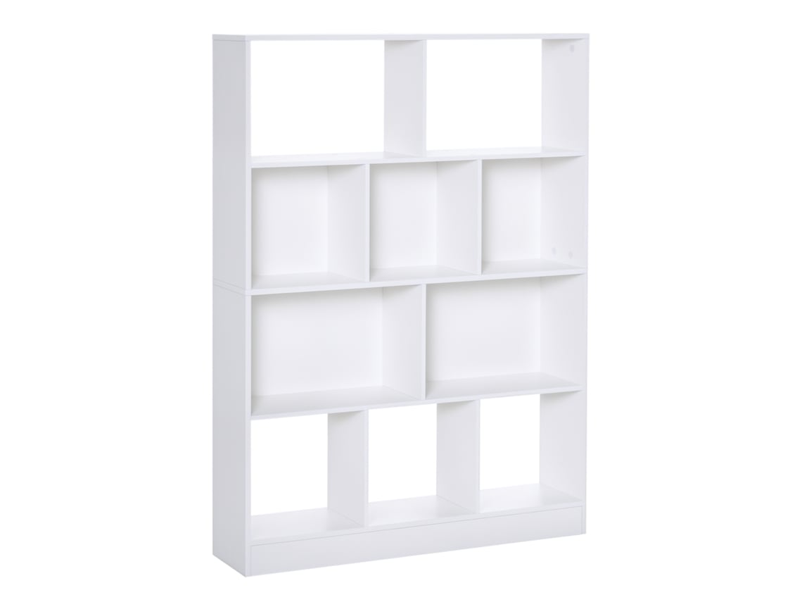 Estantería de 4 niveles con 10 compartimentos, estantes de almacenamiento multiusos para plantas y libros, 100 x 23,8 x 140 cm, blanca.