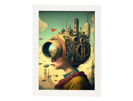 NACNIC Poster Ciudad Futura En Estilo Surrealismo Cinematográfico Ilustraciones Y Grabados De Historieta Abstracta Y Artística A4 Marcos Blancos