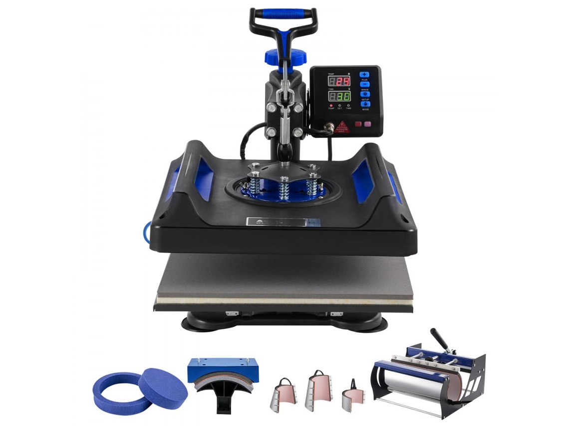 Prensa térmica 8 en 1 con base de 38x38 cm, brazo giratorio de 360° y control digital Tekmaquinas